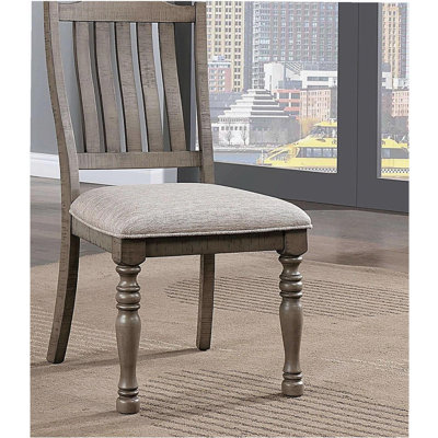 Transitional Style 2pcs Side Chairs Antique Gray Solid wood Gray Fabric Dining Room Furniture Chair Turned Legs