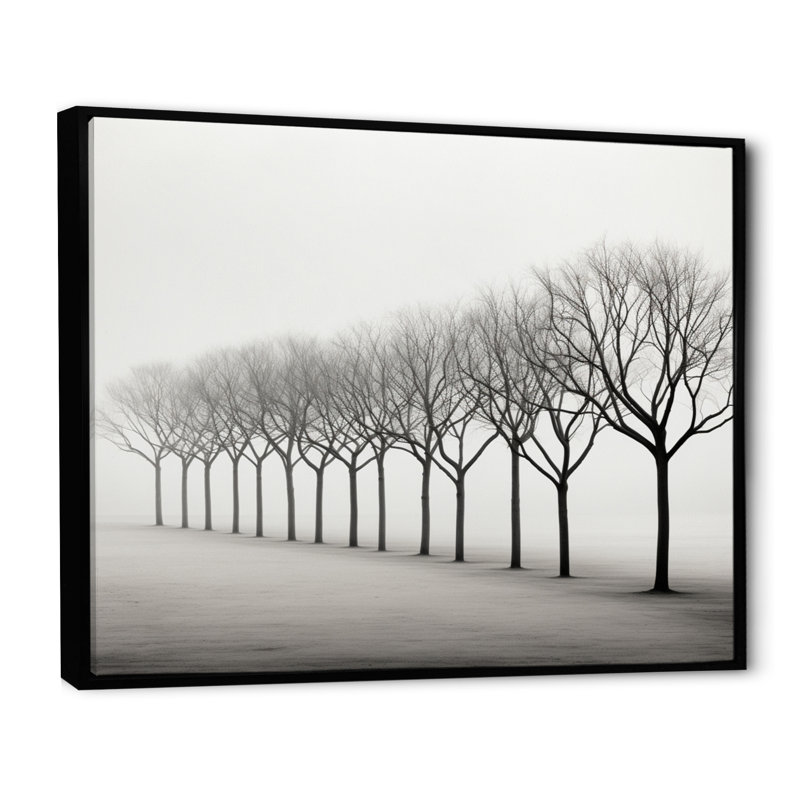Hiver gris et blanc I - impression, H 16 po x l 32 po x P 1 po, Cadre flottant noir
