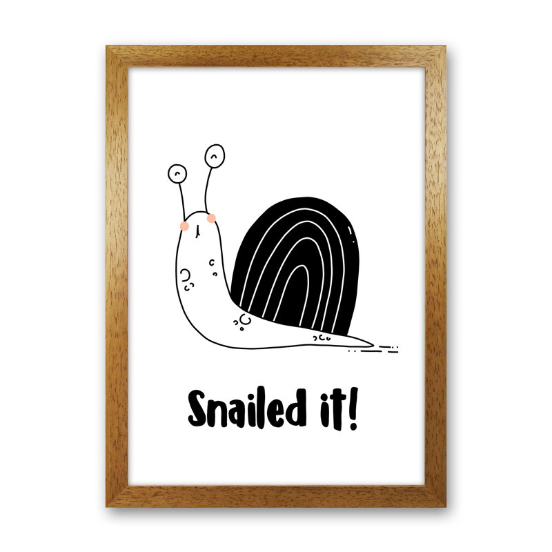 Snail by Miniofmine - Print, 46cm H x 34cm W x 3cm D, Brown Framed