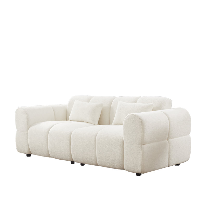 Upholstered Boucle Sofa, White
