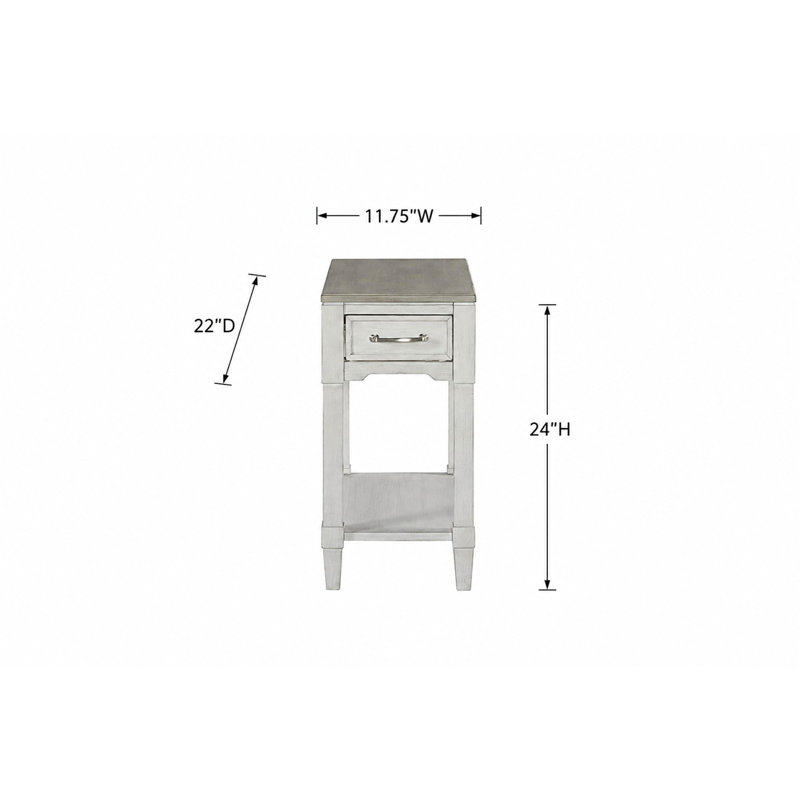 Table d'appoint avec tiroir et tablette ouverte