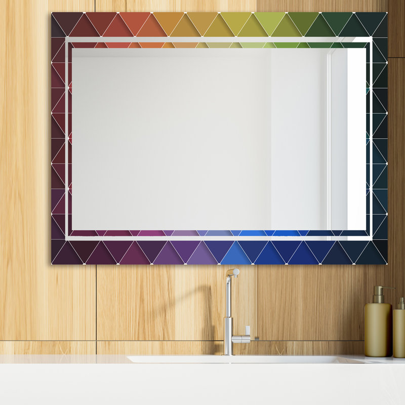 Glam Modern & Contemporary Vanity Mirror, 48" H x 30" W, Triangular Colorfields 1