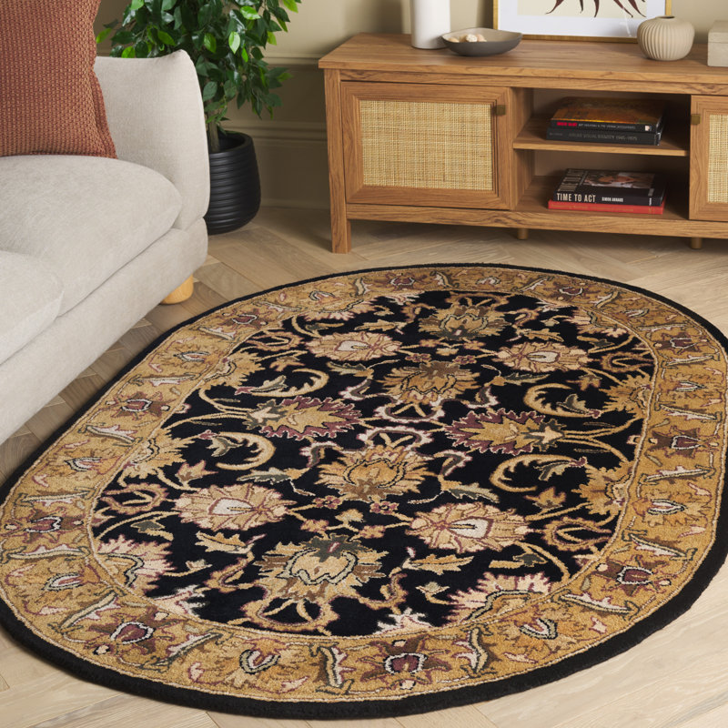 Tapis oriental multicolore en laine touffeté à la main Amabel, Ovale 4 pi 6 po x 6 pi 6 po