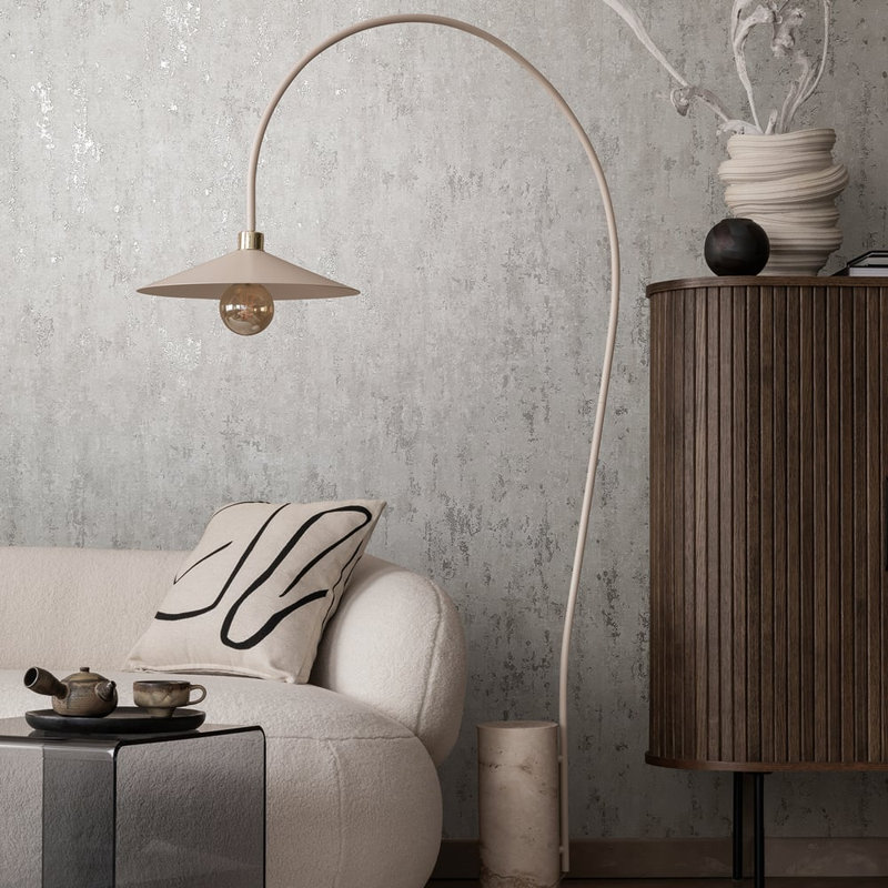 City Romance Collection Metallic Industrial Distressed Wallpaper Roll, Grey