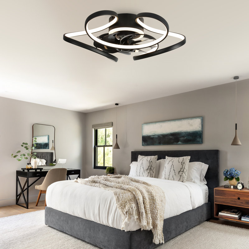 Bella 22'' Reversible LED Ceiling Fan with Dimmable Light and Remote, Matte Black