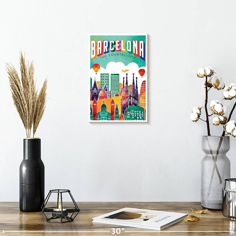 Affiche rétro de Barcelone, Barcelone, H 12 po x l 8 po