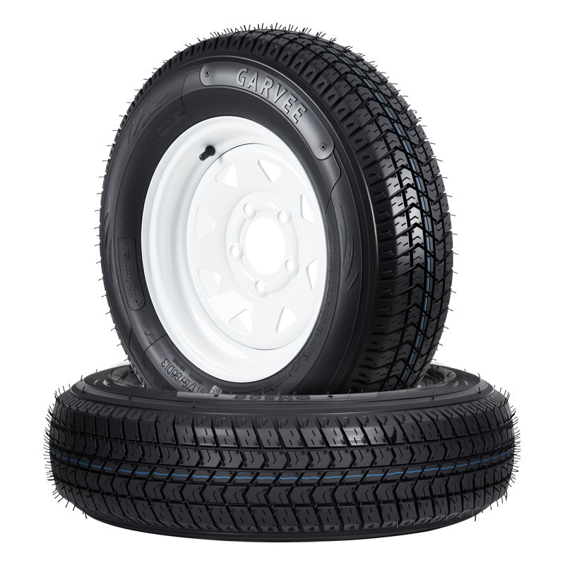 Durable Trailer Tire & Wheel Assemblies – Includes Load Range C 6PR – 4 or 5 Lug, 8" or 12" Wheels – Appropriate for Utility, Camper, Boat, Travel Trailers – Complete Set