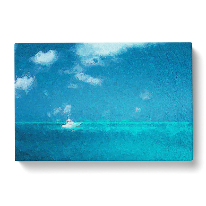 White Sailboat In The Open Ocean - Wrapped Canvas Painting, 50cm H x 76cm W x 3cm D