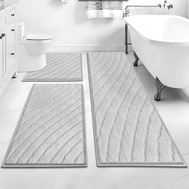Tapis de salle de bain super absorbant et antidérapant (ensemble de 3), Grey