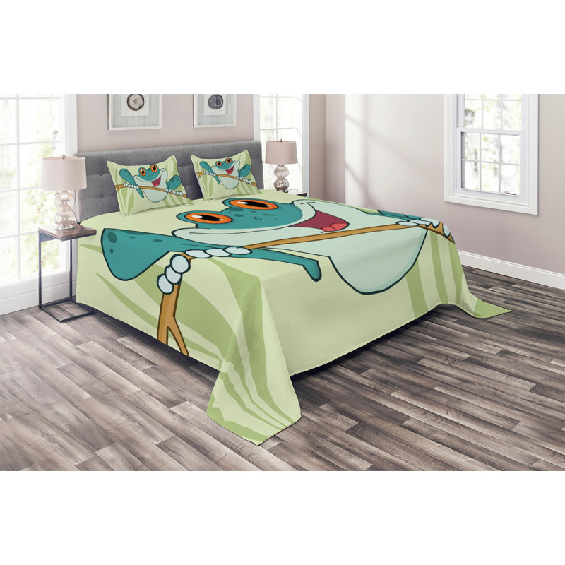 Polyester Coverlet, Green, Frog 2