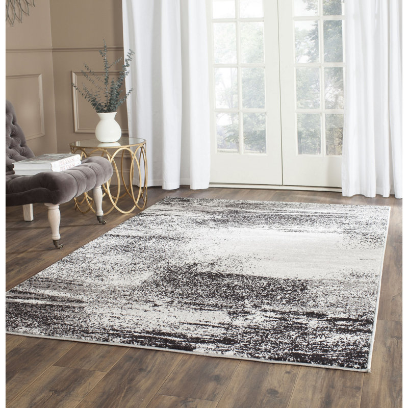 Tapis à motif abstrait Algonquin Performance, Silver/Gray, Rectangle 6 pi x 9 pi