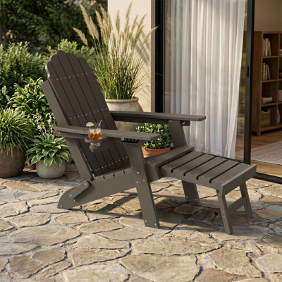 Chaise pliante Adirondack avec repose-pieds rétractable, chaise de patio résistante aux intempéries