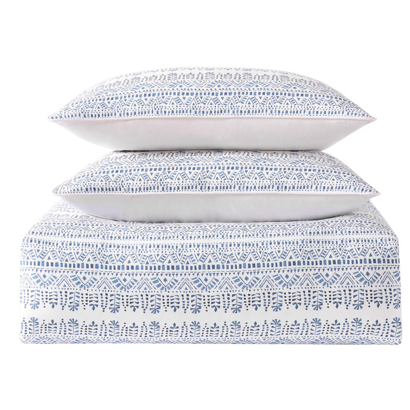 Reef Coastal Cotton Abstract Comforter, Full/Queen Comforter + 2 Shams