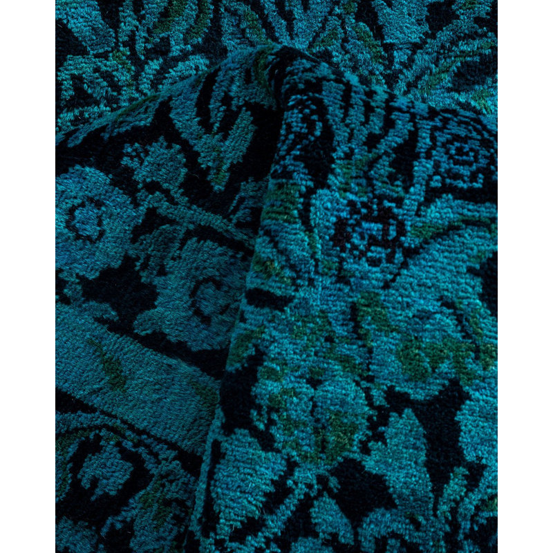 Tapis unique noir / bleu sarcelle / vert 3 pi 2 po x 5 pi Overyed