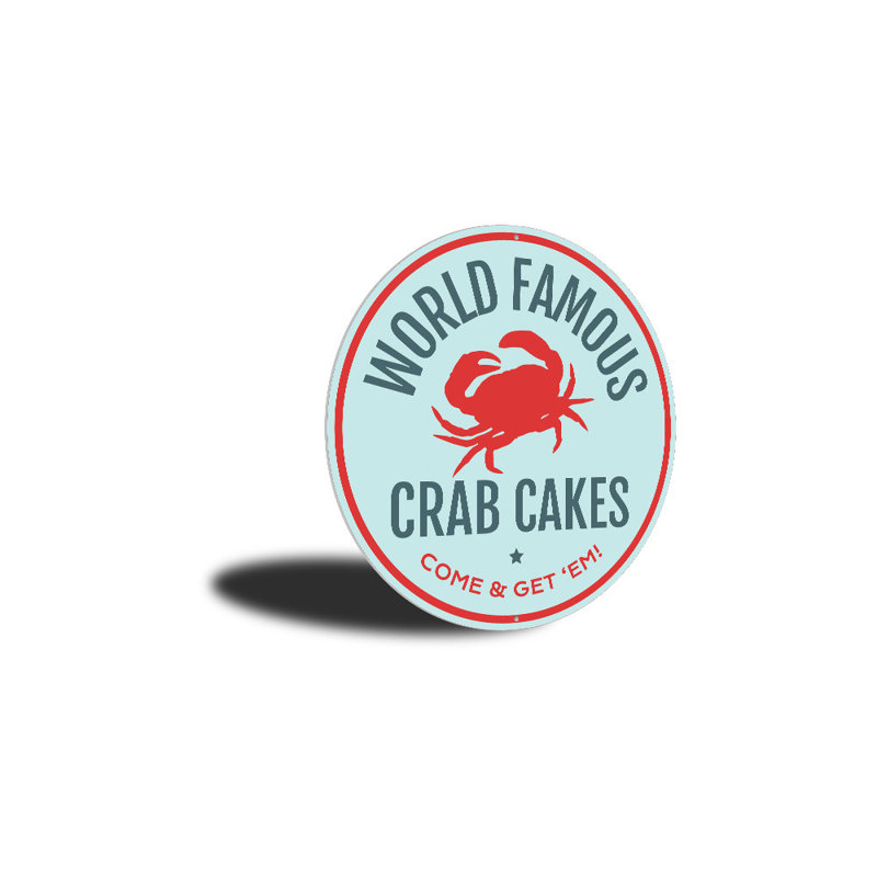 Plaque en aluminium Famous Crab Cakes, H 12 po x l 12 po x P 0,04 po