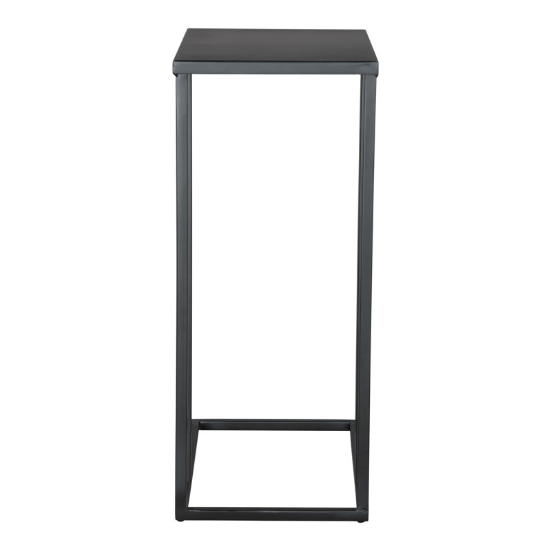Black Powder-Coated Metal Rectangular Side Table