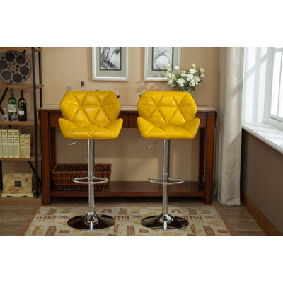 Tabourets de bar contemporains jaunes, de 2 - Siège en cuir synthétique réglable en hauteur avec 2 tabourets de repose-pieds et pour un confort époustouflant