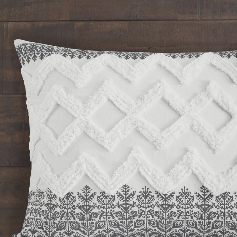 Gray Full Cotton Reversible Boho Comforter Set