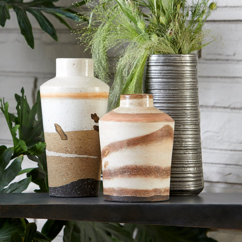 Kota Handcrafted Ceramic Table Vase, 12" H x 6" W x 6" D