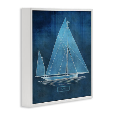 Voilier maritime Yawl, estampe numérique encadrée, design par Susan Arnot