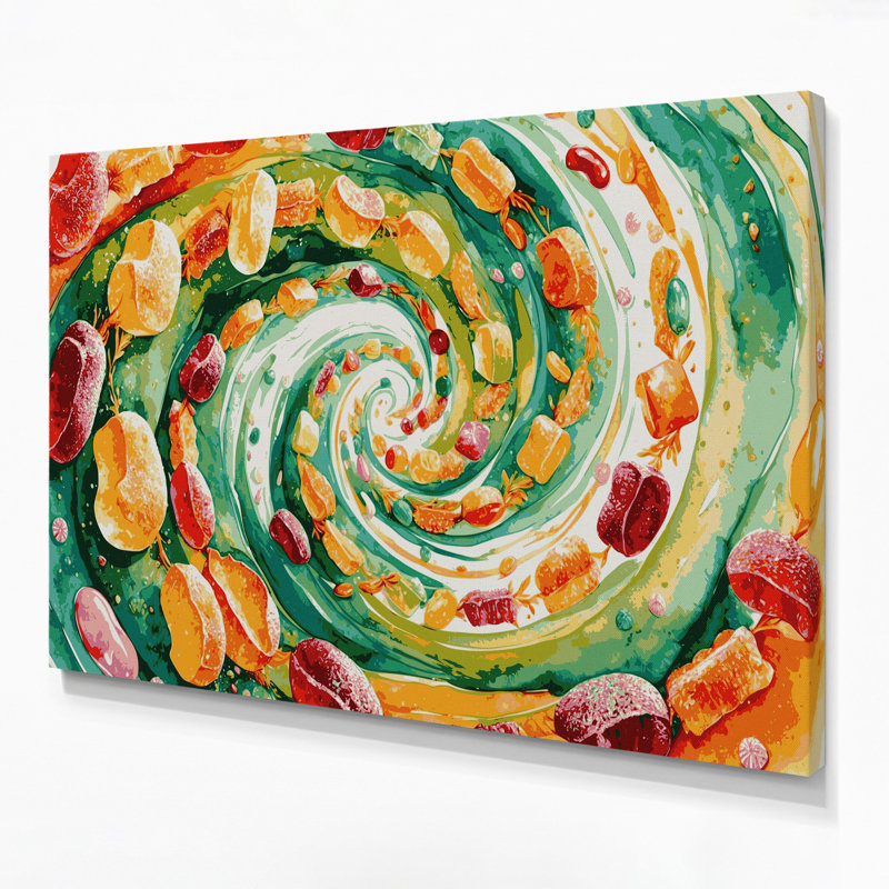 Desserts, fruits, collations, art mural sur toile brune