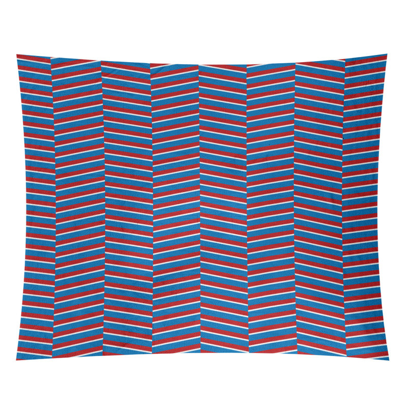 Tapisserie à rayures de noël en polyester, H 88 po x l 104 po, Rouge / Bleu