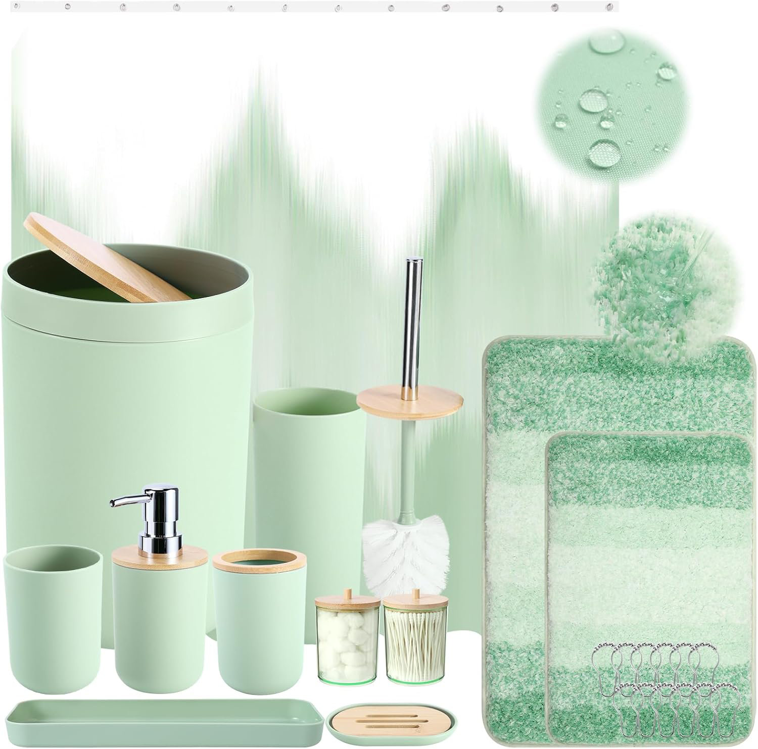 Hokku Designs Bathroom Accessories Green Bathroom Sets,Bath Set+Shower ...