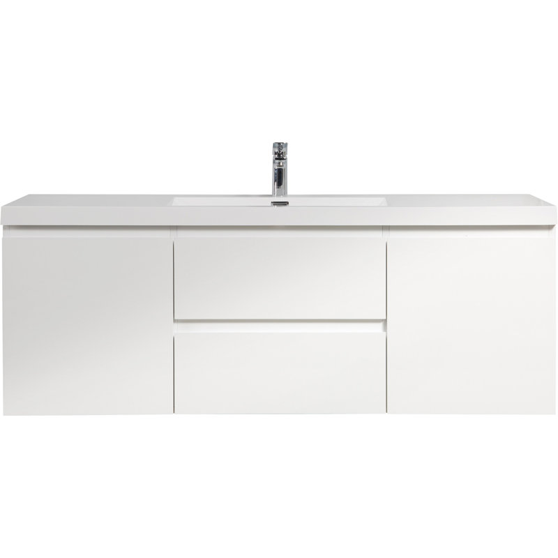 Meuble-lavabo peu encombrant avec lavabo de qualité supérieure et rangement abondant