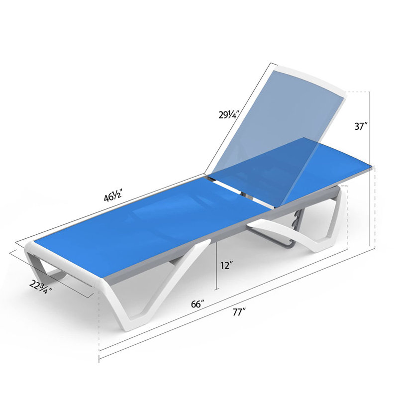Chaise d'extérieur en polypropylène avec dossier réglable Durnin, Bleu