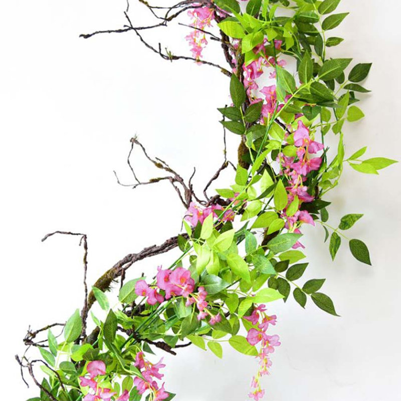 2pcs Lifelike Hanging Wisteria Flowers Garland, Pink
