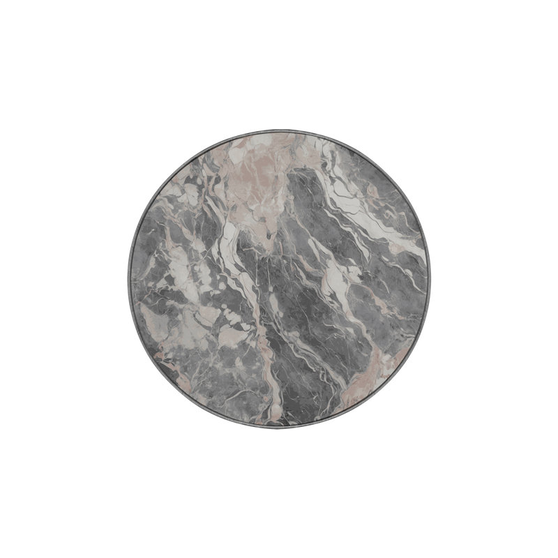 Machine Washable Gray Area Rug, Round 3'