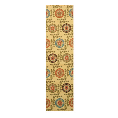 Tapis floral transitionnel en nylon Mandana