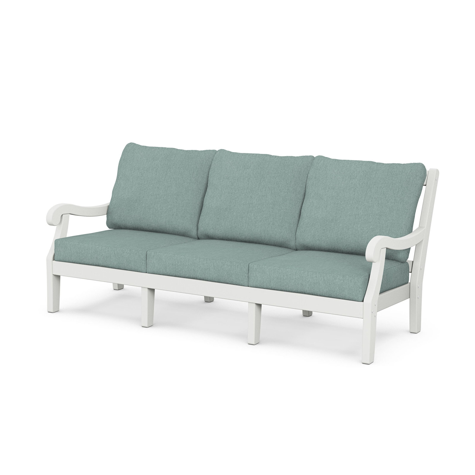POLYWOOD® Verlyn 5-Person Patio Seating Group, Glacier Spa Cushion/White Frame