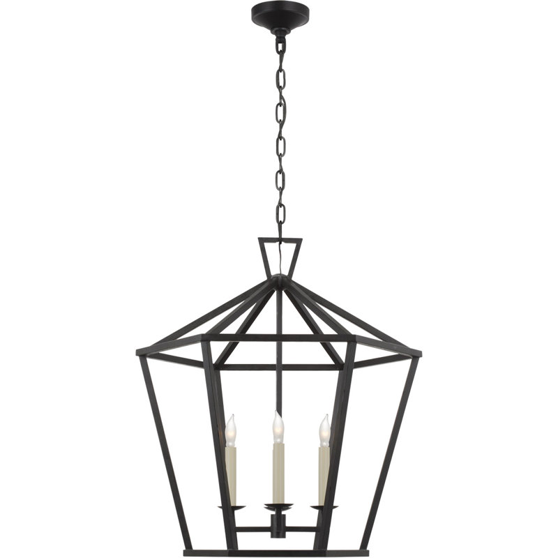 Chapman & Myers Darlana Small Hexagonal Lantern, 29" H x 26" W x 26" D, Polished Nickel