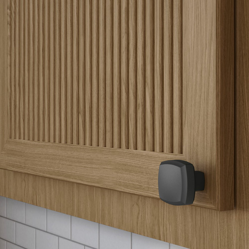 Square Satin Black Solid Brass Cabinet Knob