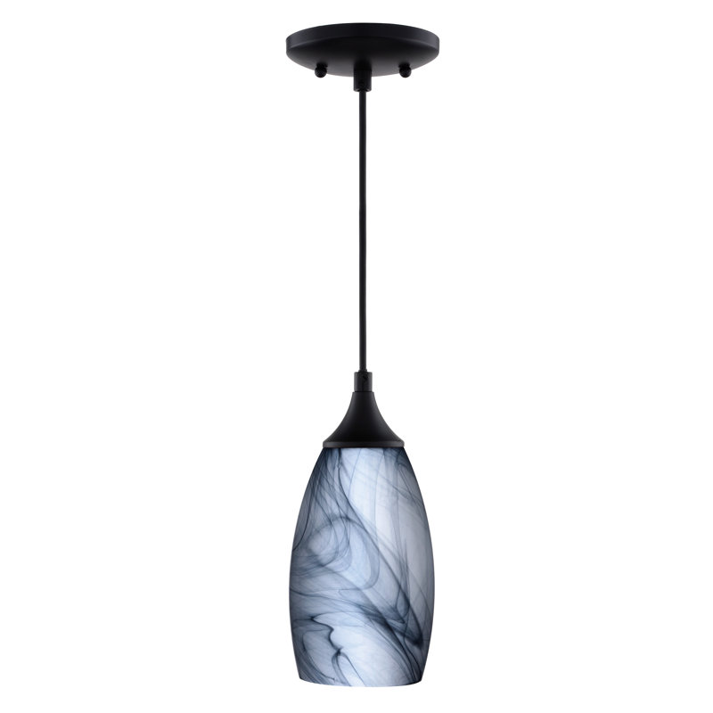 Luminaire suspendu en forme de goutte à 1 lumière Finja, Bronze huilé, Tourbillon marbré