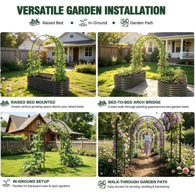 Treillis arche de jardin en métal Anleolife, tonnelle pour plantes grimpantes