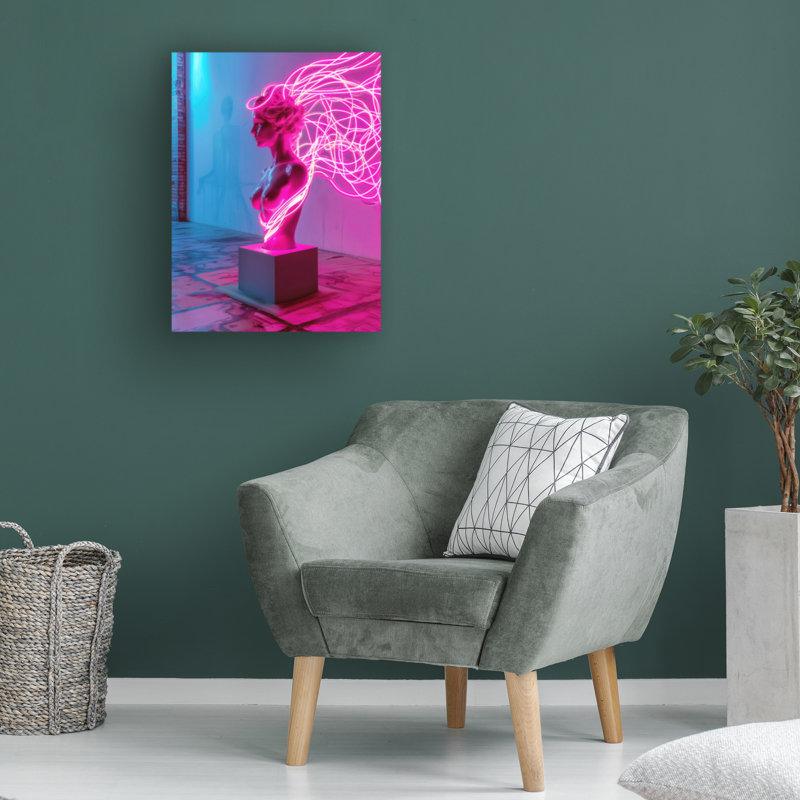 Art sur toile bolologien, statue de néon, H 19 po x l 14 po