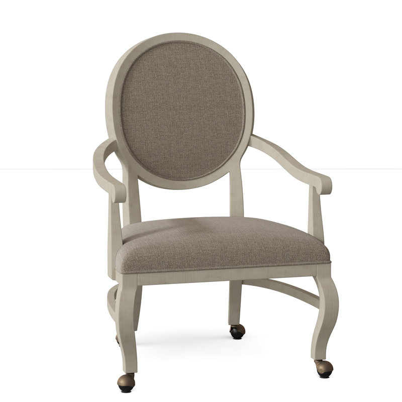 Oakland Upholstered King Louis Back Arm Chair, 8789 Indigo, Almond Buff