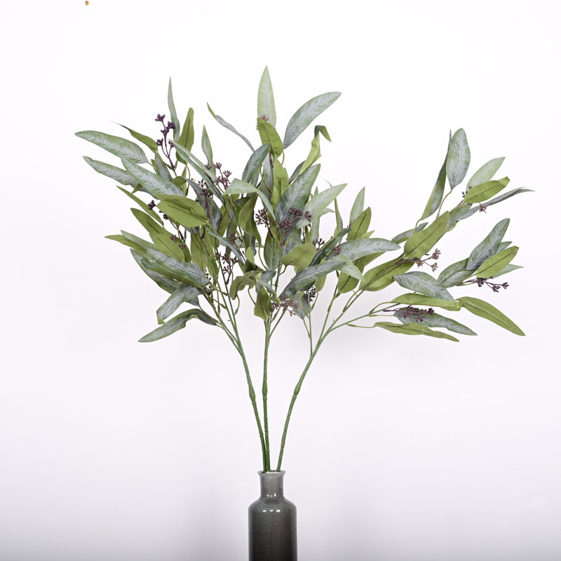 Artificial Farmhouse Greenery Branch Long Stem Foliage Leaves Sprays For Vase Filler, Home Office Decor Table Centerpiece