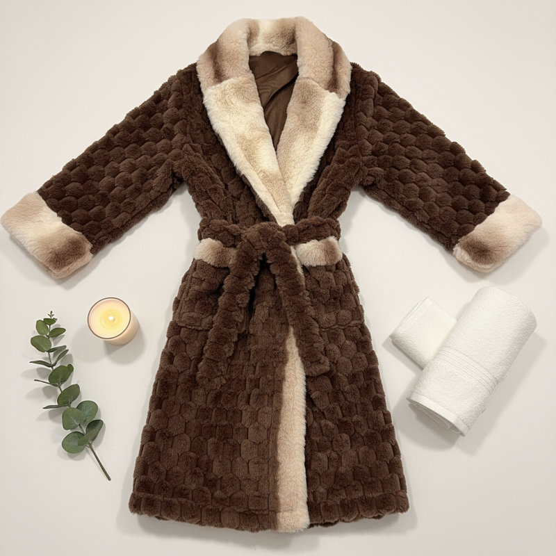 Long manteau à garniture sherpa moka, Brun, G / TG
