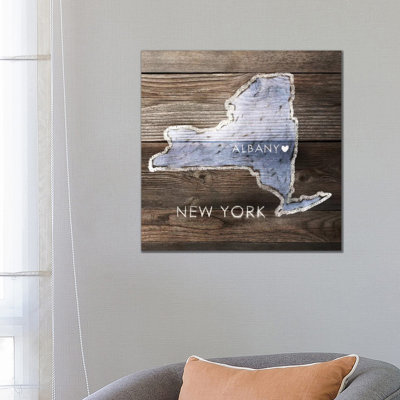 New York Rustic Map 1 Piece Wrapped Canvas Wall Art