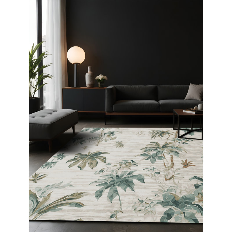 Tapis gris soyeux et moelleux, Rectangle 7 pi x 9 pi