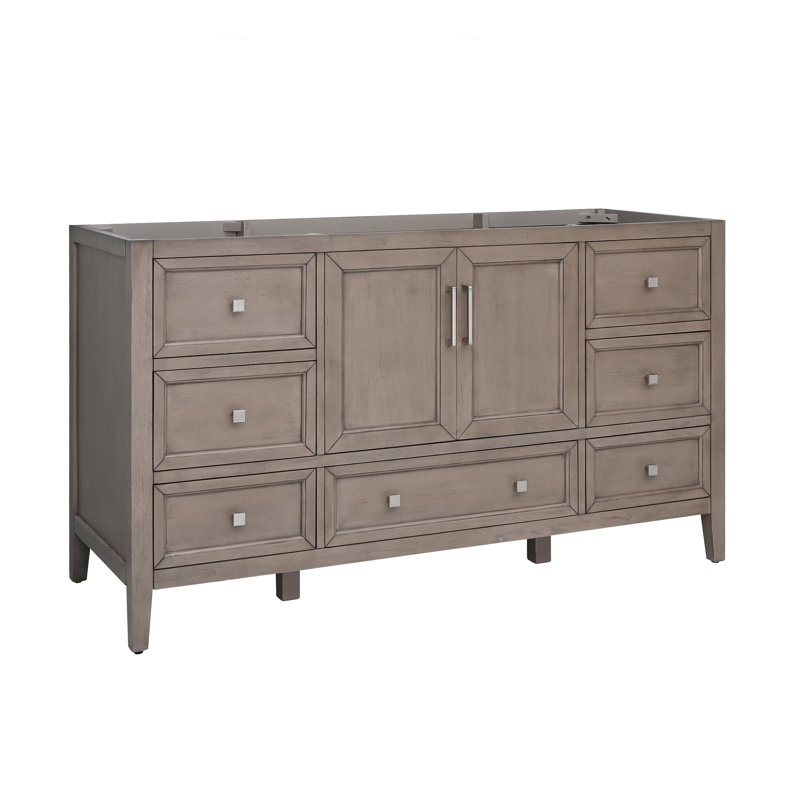 Everette 60'' W Single Bathroom Vanity Base, Gray Oak