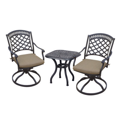 Thompson 3-Piece Patio Bistro Set with Cushions and 21
