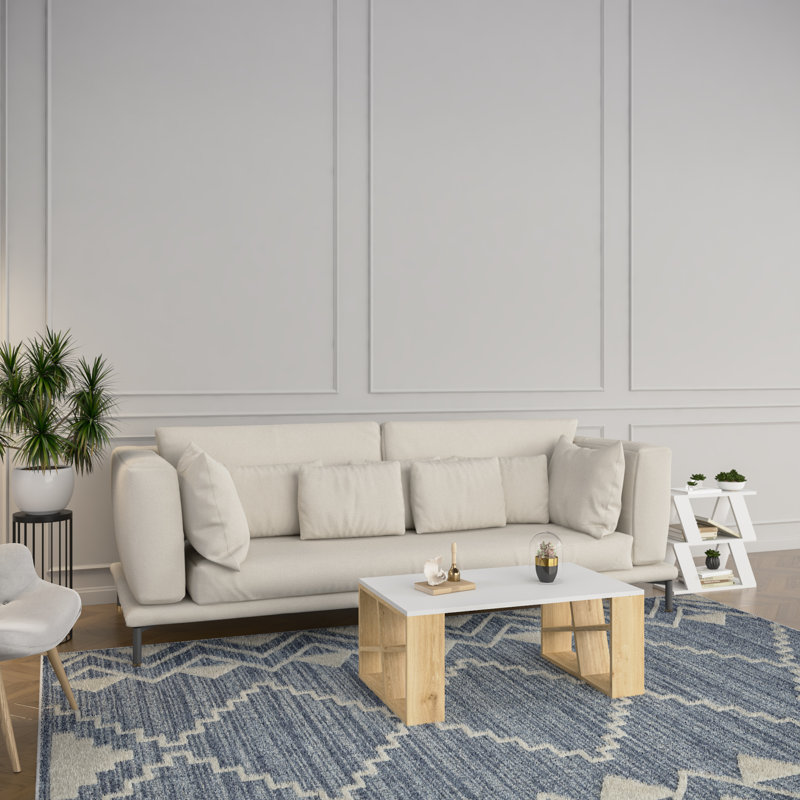 Yareli Single Coffee Table, White/Oak
