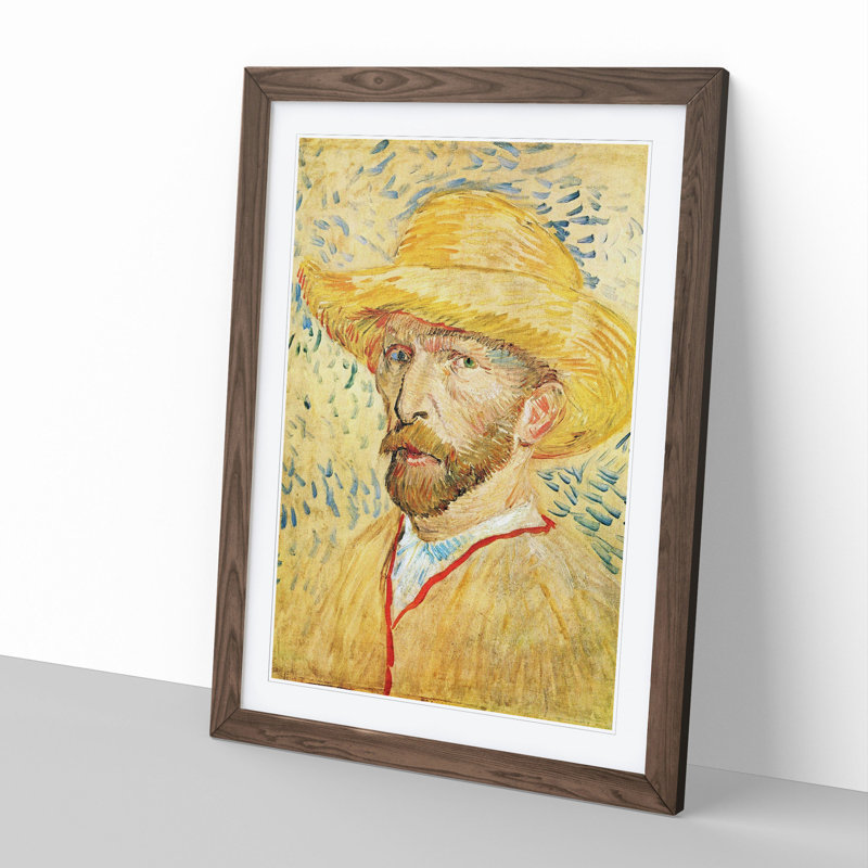 Self-Portrait Vol.4 by Vincent Van Gogh - Picture Frame Painting, 36cm H x 27cm W x 2cm D, Walnut Framed