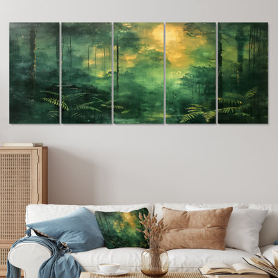 Green Yellow Full Moon Forest Fusion II - Forest Wall Art Set