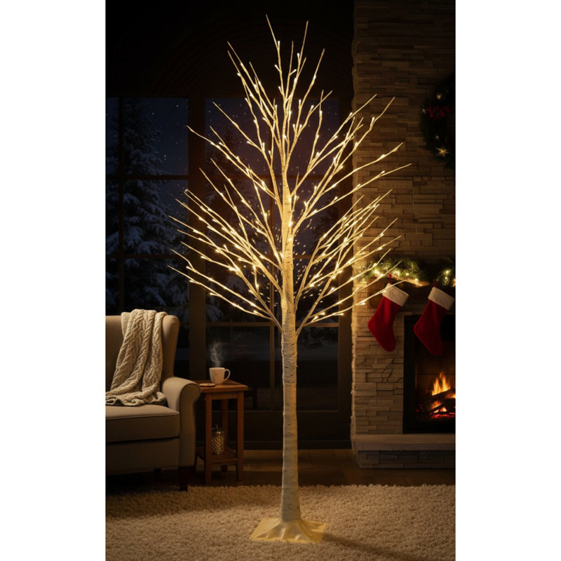 144 LED Lighted Birch Tree, 6 FT Pre-lit Artificial Christmas Trees