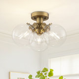 3 - Light Clear Shade Modern Sputnik Globe Semi Flush Mount